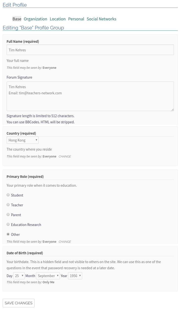 Account Edit Base Profile