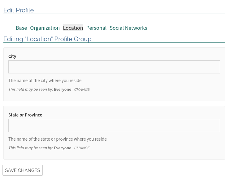 Member Edit Profile Location