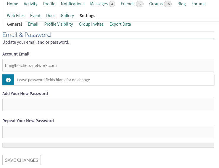 Member Account Settings General