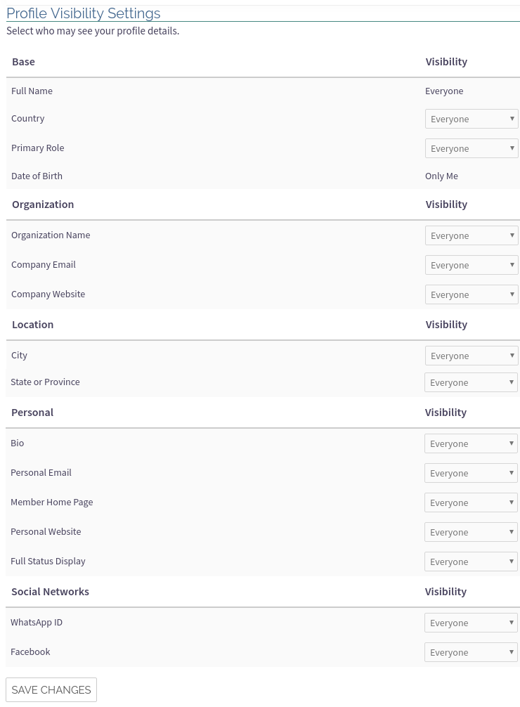 Member Account Edit Visibility