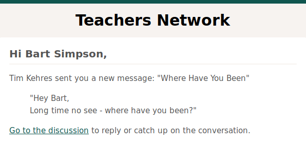 Member Email Notification Message