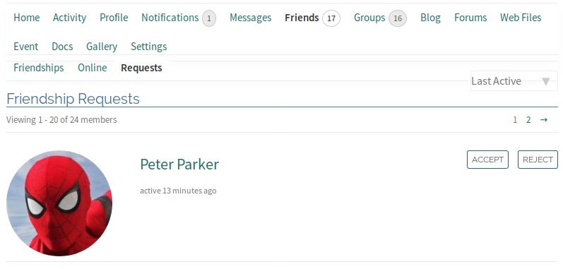 Member Friendship Request