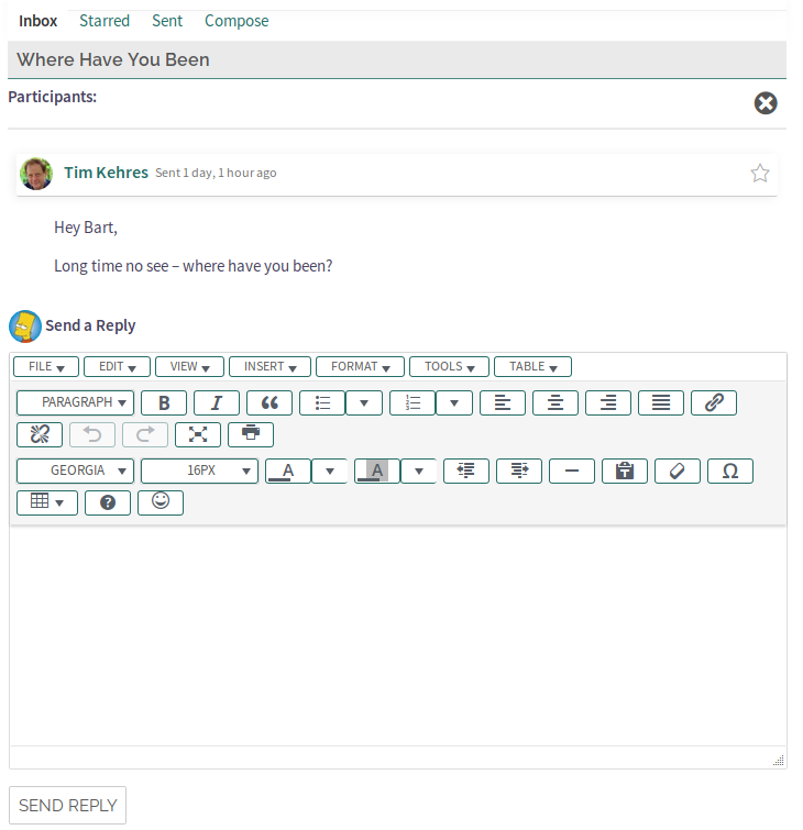 Member Private Message Reply