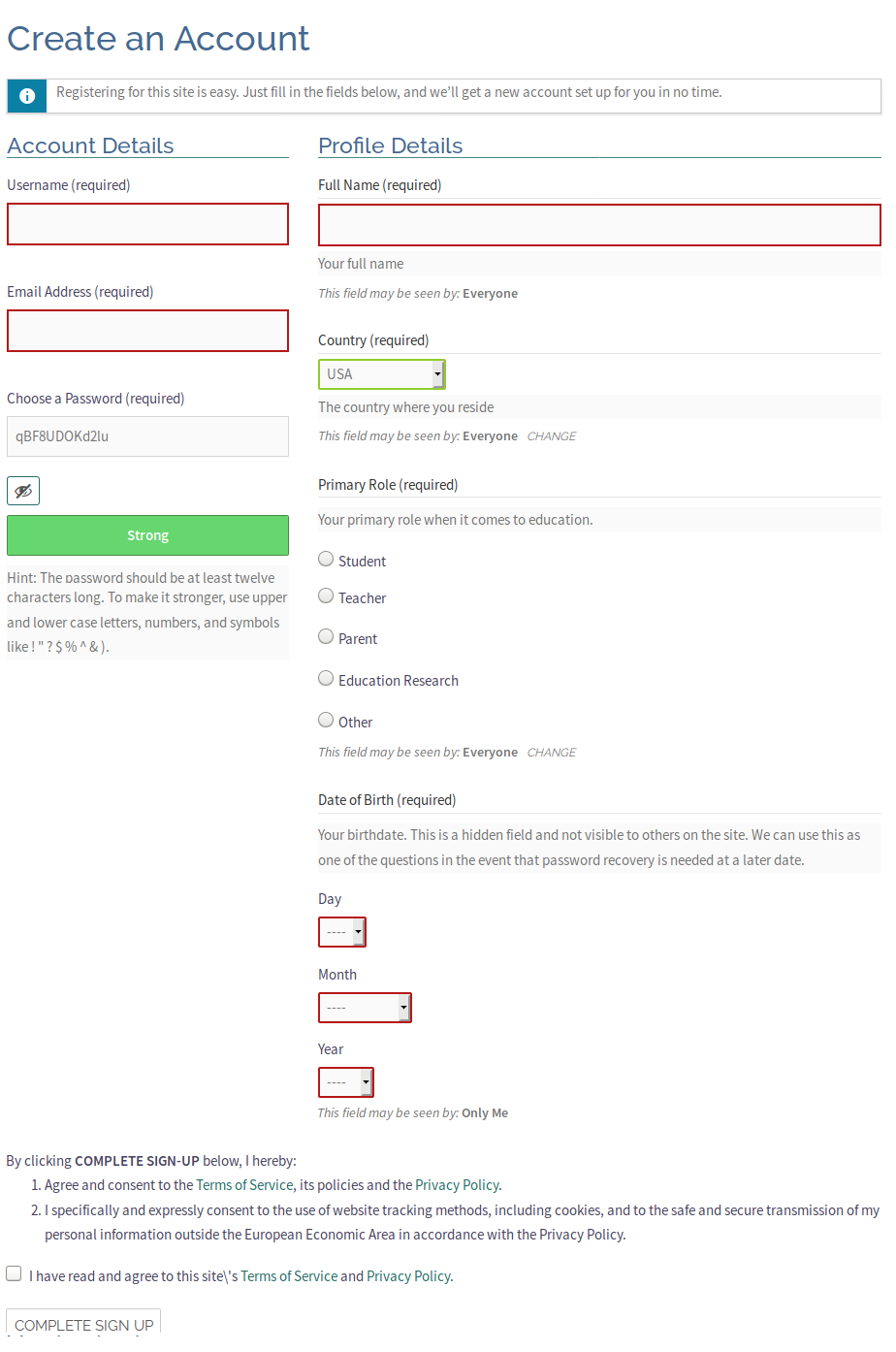 Teachers Network Registration Form